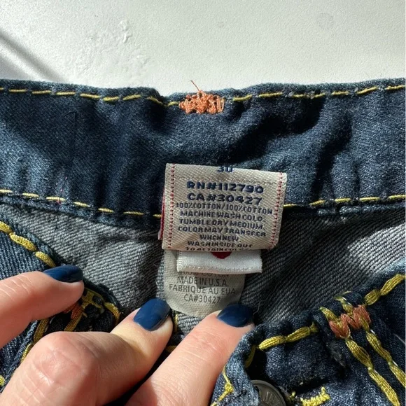 ✅Sold✅ True Religion Jeans Joey Big T Vintage USA Dark Wash Contrast Stitch - Picture 8 of 9